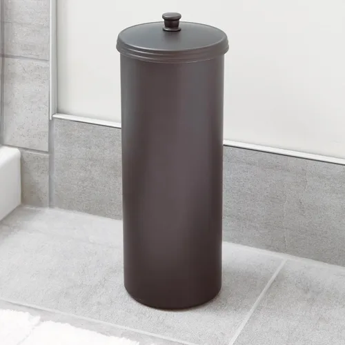 Vista 7 de iDesign Soporte independiente para papel higiénico de baño con tapa para 3 rollos adicionales, bronce Para 3 rollos adicionales