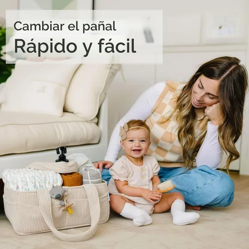 Vista 3 de PUTSKA Organizador de pañales para bebé para mesa de cambio – Elegante cesta de almacenamiento para guardería, artículos esenciales para recién