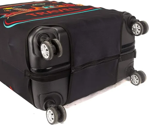 Vista 4 de Madifennina Funda protectora de equipaje de viaje de elastano para equipaje de 23 a 32 pulgadas, Negro-viaje