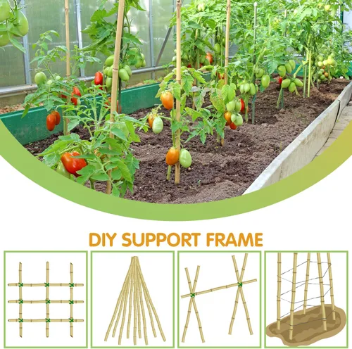 Vista 5 de Estacas para plantas, estacas de bambú natural resistentes de 4 pies de largo, GAGINANG 25 piezas de varillas de bambú de soporte de enrejado