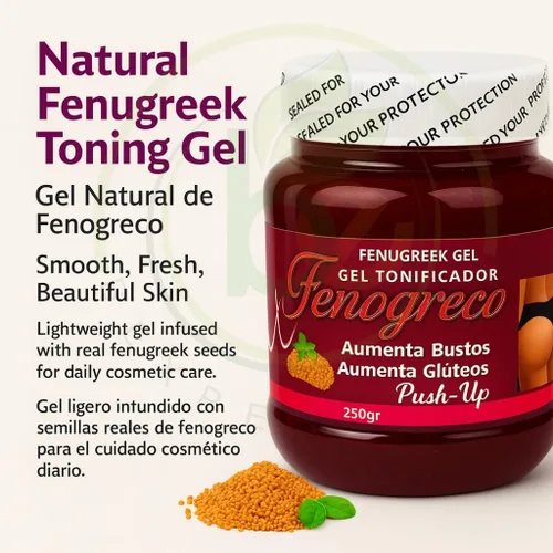 Vista 3 de Gel tonificante Fenogreco (fenogreco) - 8.82 oz - 100% natural con semillas de fenogreco reales - Sensación hidratante y tonificante - Gel cosmético