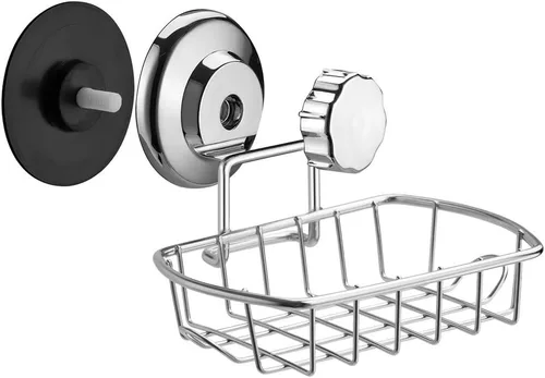 Vista 6 de SANNO Carrito de ducha con ventosas con soporte para jabón, cesta de ducha de acero inoxidable inoxidable montado en la pared