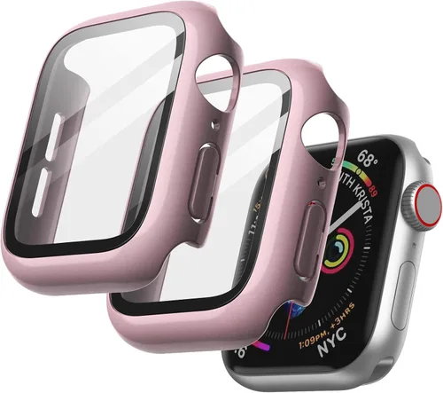 Vista 23 de JETech Funda para Apple Watch SE 3/2/1, Series 6/5/4 de 1.575 in, color negro con protector de pantalla, vidrio templado incorporado, alta