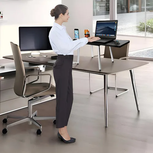 Vista 5 de Tabletote Plus soporte para computadora portátil de altura regulable, liviano, compacto, portátil
