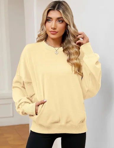 Vista 2 de ZHENWEI Sweatshirts for Women Crewneck Pullover Sweaters with Pockets