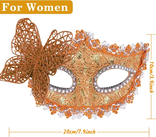 Vista 3 de SIQUK Juego de máscaras para parejas máscara veneciana máscara de plástico para disfraz de Halloween máscara de Mardi Gras para mujeres y hombres