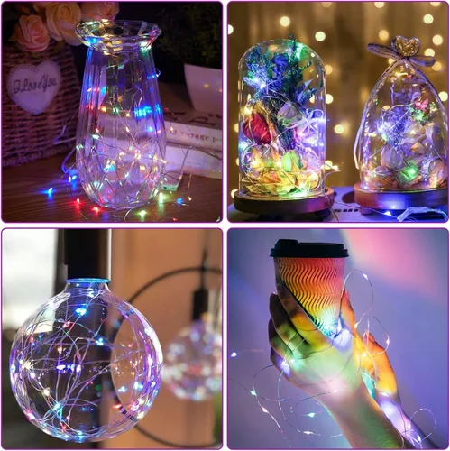 Vista 7 de Bexdir - Paquete de 12 luces de hadas multicolor de 7 pies, 20 luces LED
