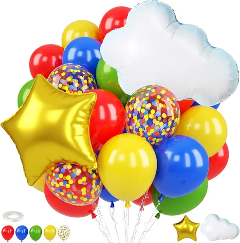 Vista 16 de Globos de Casino, Globos Metálicos Negros Rojos Dorados de 12 Pulgadas con Confeti y Dados de Lámina para Decoración de Fiesta Temática de Juego