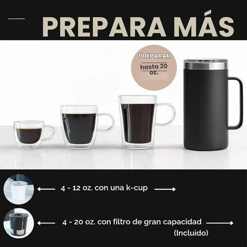 Vista 10 de VINCI Micro Café - Cafetera de vidrio de una sola porción más pequeña, compatible con K-Cups, cápsulas y café molido, infusión de flujo cerrado