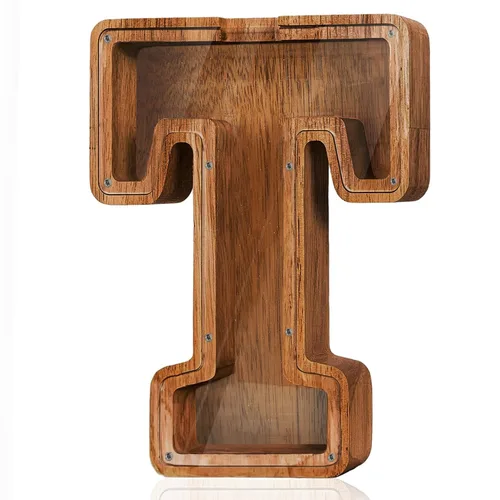 Vista 74 de Alcancía de madera grande personalizada con letras – Alcancía de letras para niños y niñas, regalo de cumpleaños (A)