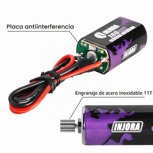 Vista 4 de INJORA 180 PRO 48T - Motor cepillado púrpura con piñón de acero para TRX4M