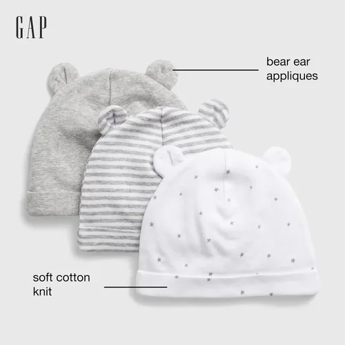 Vista 2 de GAP Baby Girls 3-Pack First Favourite Beanie Hat