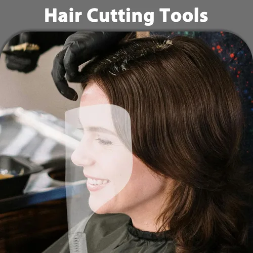 Vista 8 de Protector facial de plástico impermeable para peluquería y peinado, protector facial con laca para el cabello con visión despejada, para peluqueros