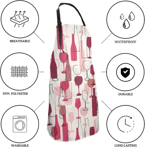 Vista 6 de Delantal ajustable impermeable para hombres y mujeres, chef, cocina, barbacoa, parrilla