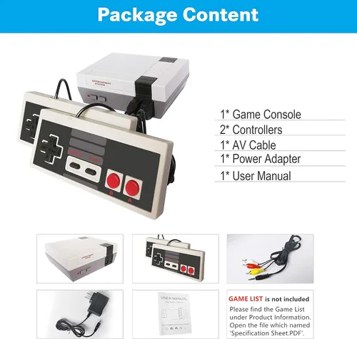 Vista 3 de Mini consola de videojuegos retro clásica con 620 juegos y 2 controladores sistema de videojuegos de la vieja escuela para niños regalo