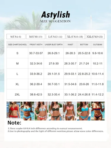 Vista 6 de Astylish - Traje de baño para mujer, de dos piezas tipo bikini, con relleno y efecto de realce