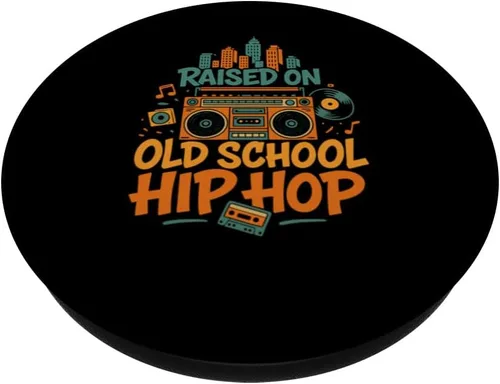 Vista 2 de Raised on Old School Hip Hop Retro Boombox PopSockets Adhesive PopGrip