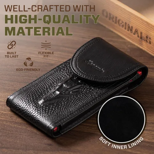Vista 2 de Funda de cuero genuino para iPhone 17 Pro Max 16 Pro Max 15 Pro Max 14 Pro Max 13 Pro Max Samsung Galaxy A15 S25 Ultra Note9 Funda con clip