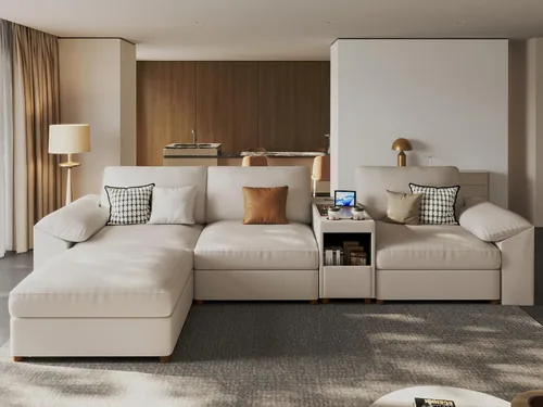 Vista 22 de EASE MOOSE Sofá modular seccional, sofá en forma de U para sala de estar Beige
