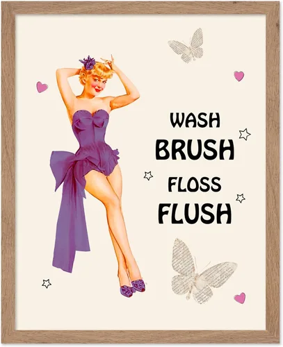 Vista 87 de Poster Master Pin Up Girl Poster - Better Late Than Ugly Print - Butterfly Art - Modern Art - Trendy Art - Gift for Men & Women - Funny Decor for