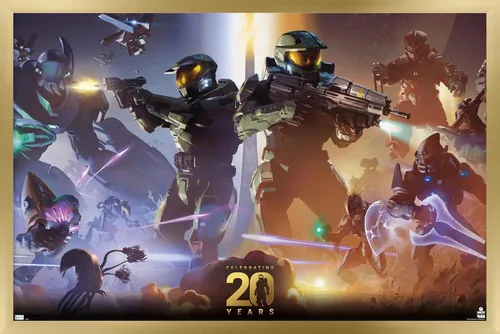 Vista 13 de Trends International Halo - Póster de pared de 20 años, 22.4 pulgadas de largo x 14.7 pulgadas, versión enmarcada en madera de granero