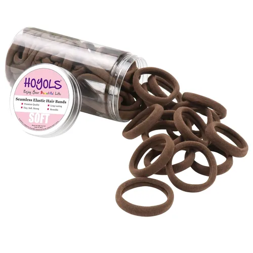 Vista 10 de Bandas pequeñas para el cabello sin costuras, liga para coleta que no daña de 4 cm (10 colores muilt)