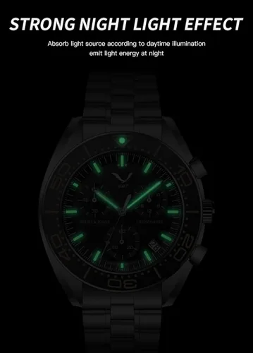 Vista 7 de SPECHT&SOHNE Relojes para hombre Reloj de pulsera de cuarzo para hombre, cronógrafo japonés VK68, movimiento de acero inoxidable, zafiro luminoso