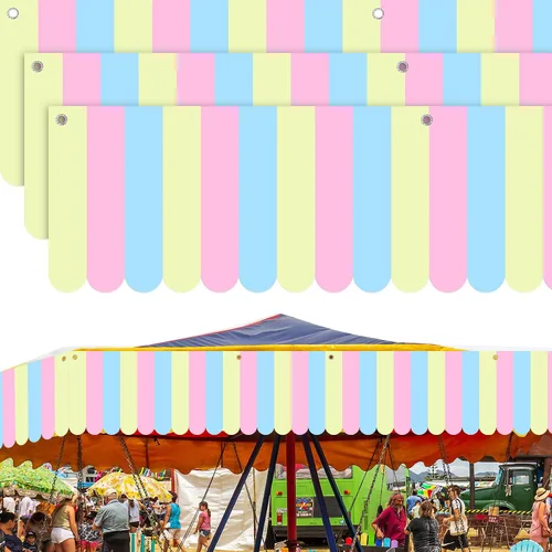 Vista 17 de Preboun 3 piezas de decoración de toldo de carnaval, tienda de campaña de circo, decoraciones colgantes de carnaval, pancarta de concesión, toldo