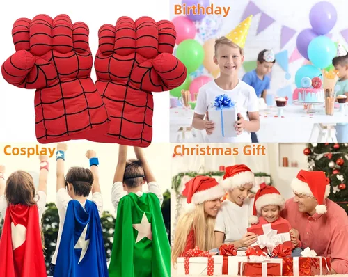 Vista 5 de Guantes de superhéroe para cosplay, guantes de disfraces, guantes de boxeo, juguetes de superhéroe, guantes de felpa suave, par para niños