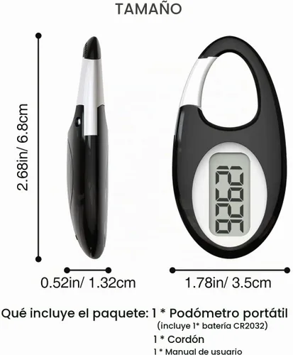 Vista 7 de Contador de pasos 3D simple, podómetro para caminar, rastreador de pasos con cordón para el cuello/mosquetón para hombres, mujeres, adolescentes