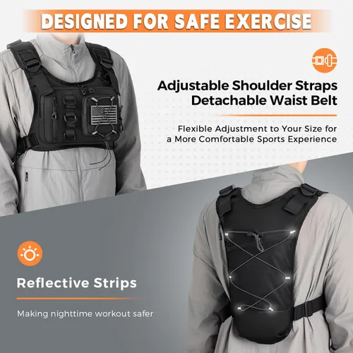 Vista 5 de Outdoor Hydration Vest for Running & Hiking, Lightweight Breathable Water Backpack with 2.0L Bladder, Bounce-Free Chest Pack for Marathon, Cycling