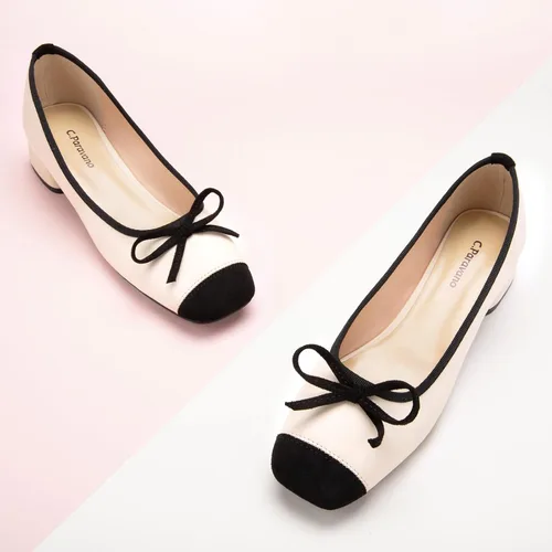 Vista 2 de C.Paravano Zapatos de tacón bajo con punta cuadrada para mujer Tacones gruesos con punta cerrada Zapatos de tacón bajo de cuero Zapatos de vestir