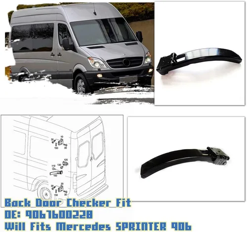 Vista 2 de Cuña de bisagra de puerta trasera de automóvil, localizador de soporte de correa de control de puerta trasera compatible con Mercedes Benz Sprinter