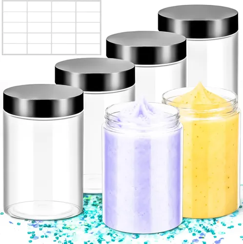 Vista 26 de Paquete de 15 tarros de plástico redondos transparentes de 1 onza con tapas, frascos pequeños para cosméticos de 1 fl oz, recipientes de maquillaje