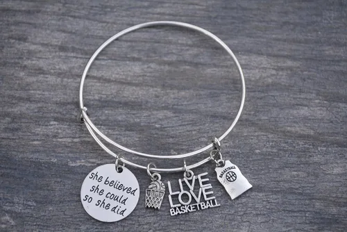 Vista 2 de Infinity Collection Pulsera de baloncesto Pulsera de baloncesto para niñas, joyería de baloncesto, She Believed She Could So She Did, regalo