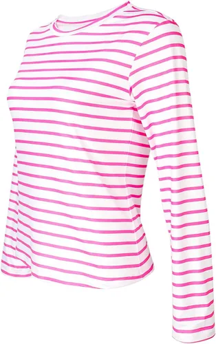 Vista 3 de Nahzsai Disfraz de marinero de Margot Robbie para cosplay, camisa a rayas rosas y blancas con sombrero de marinero rosa para hombres y mujeres
