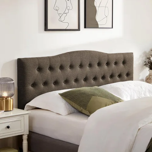 Vista 8 de Huatean Home - Cabecera tapizada y capitonada de tamaño completo, cabecera XL de madera maciza resistente y duradera, cabecera de tela con altura