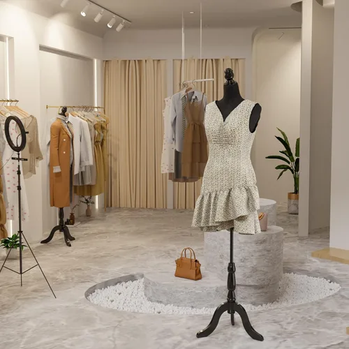 Vista 7 de Bonnlo Maniquí de costura, apto para clavar alfileres, para vestido de mujer, con base de trípode de madera.
