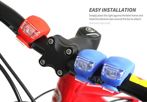 Vista 5 de Malker Luz de Bicicleta Delantera y Trasera Juego de Luces LED de Silicona para Bicicleta - Faro Delantero y Luz Trasera de Bicicleta, Impermeables