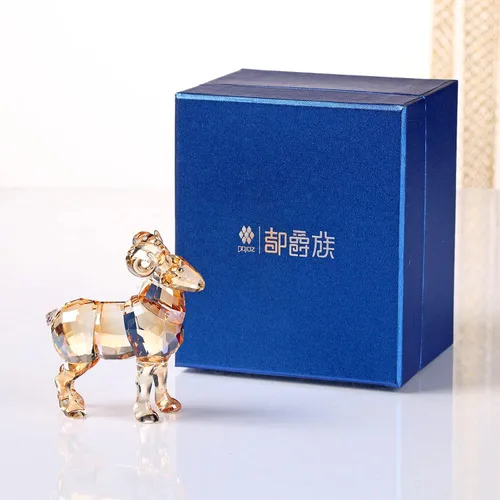 Vista 6 de DOJOZ Colección de figuras de animales de cabra de cristal, estatua coleccionable para decoración del hogar (dorado)