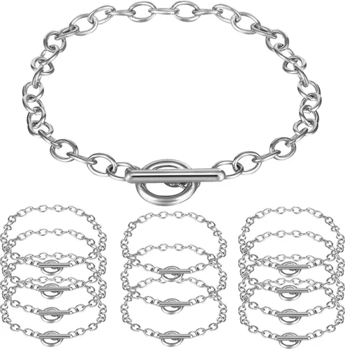 Vista 8 de Hicarer 12 pulseras de cadena de oro a granel con dijes de aleación de metal para hacer joyas, pulseras de eslabones chapados, kit de cierres