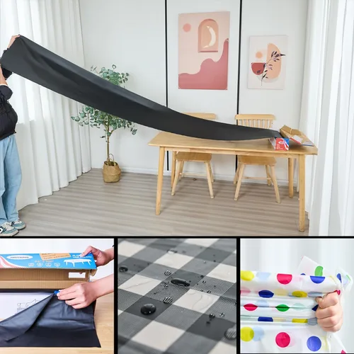 Vista 7 de Rollo de mantel de plástico, manteles de plástico de 54 x 100 pies para fiestas, desechables con caja de corte, mantel desechable cortado a medida