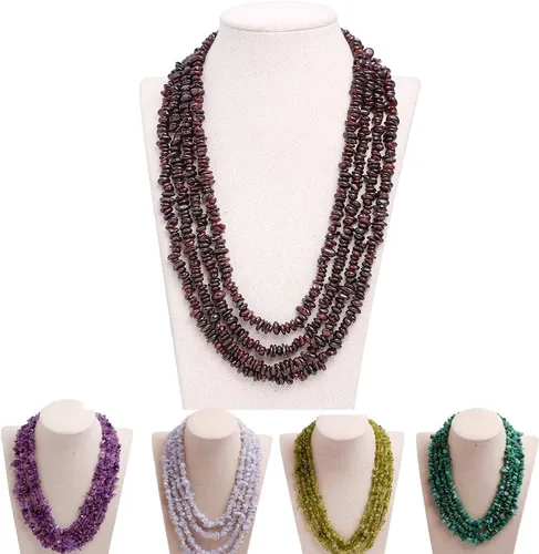 Vista 19 de GEM-Inside - Collar de piedras preciosas moradas con cuentas de cuarzo morado, dije bohemio de moda con soporte de babero, collar de cuentas