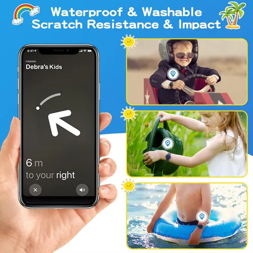 Vista 4 de Pulsera impermeable compatible con Airtag (1ª y 2ª generación) para niños Negro/Azul Marino