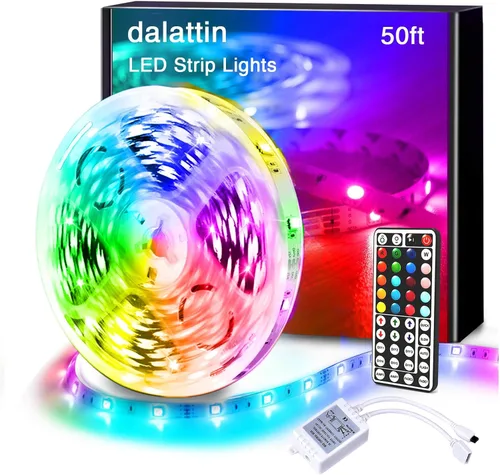 Vista 11 de Dalattin - Tira de luces LED para dormitorio de 25 pies, kit de tiras de luces LED RGB 5050 con cambio de color, control remoto de 44 teclas