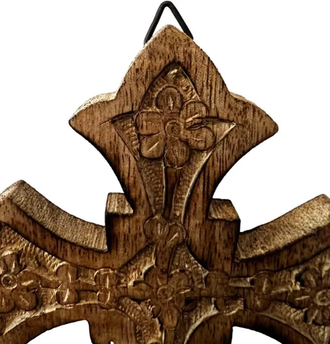 Vista 5 de Iconsgr Cruz de pared tallada de madera santa ortodoxa religiosa de madera hecha a mano Crucifijo de Cristo Athos 85