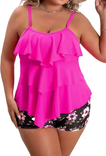 Vista 20 de B2prity Traje de baño tankini de talla grande para mujer, con control de 01