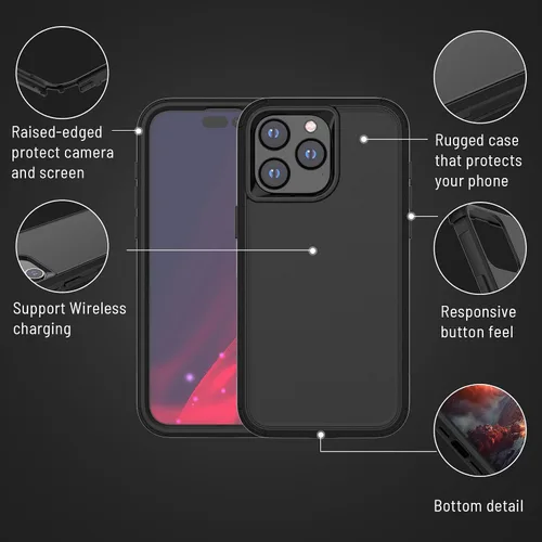 Vista 4 de X-belmox Funda protectora para iPhone 15 Plus, 3 capas, resistente a prueba de golpes, protección contra caídas, grado MiIitary para iPhone 14 Plus