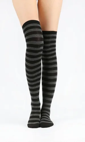 Vista 6 de Calcetines largos por encima de la rodilla, con rayas, para mujer.