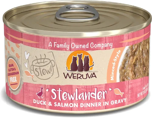 Vista 10 de Weruva Classic Cat Stews!, Stew's Clues con pavo, pollo y salmón en salsa, lata de 2.8 onzas (paquete de 12)